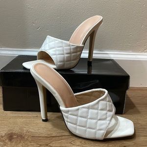 SHEIN Quilted Detail Stiletto Heeled Mules